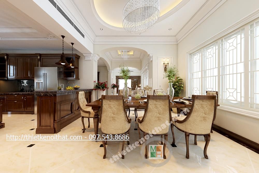 Thiết kế nội thất phòng ăn biệt thự cao cấp tại Nghệ An
